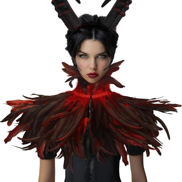 Halloween  Feathers Shawl Devil Headband main image 4